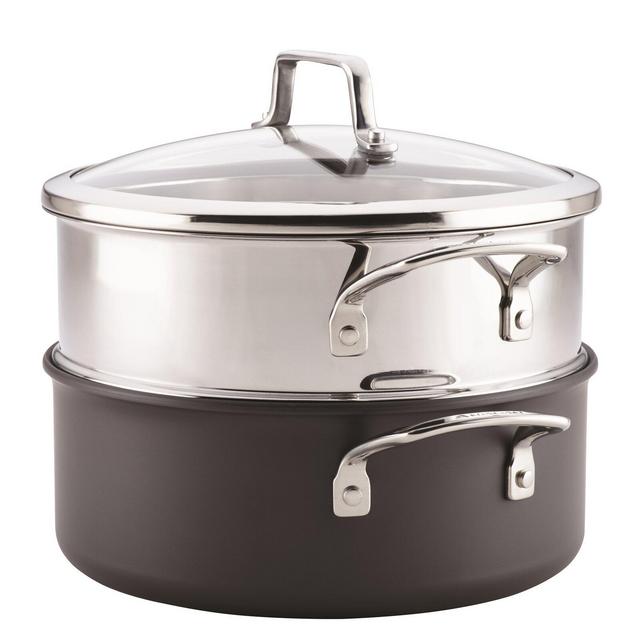 Anolon 5-qt. Hard-Anodized Aluminum Round Dutch Oven with Steamer