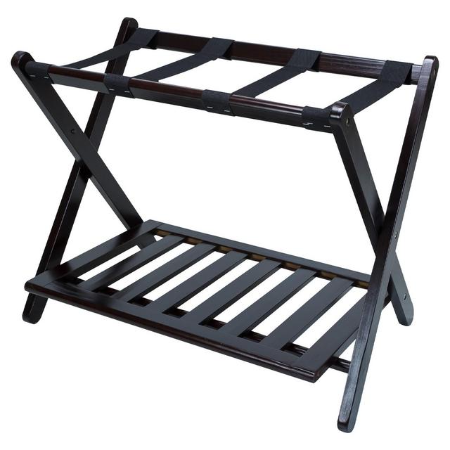 Luggage Rack with Shelf - Espresso - Flora Home