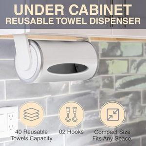YOWEL Under Cabinet Reusable Towel Dispenser
