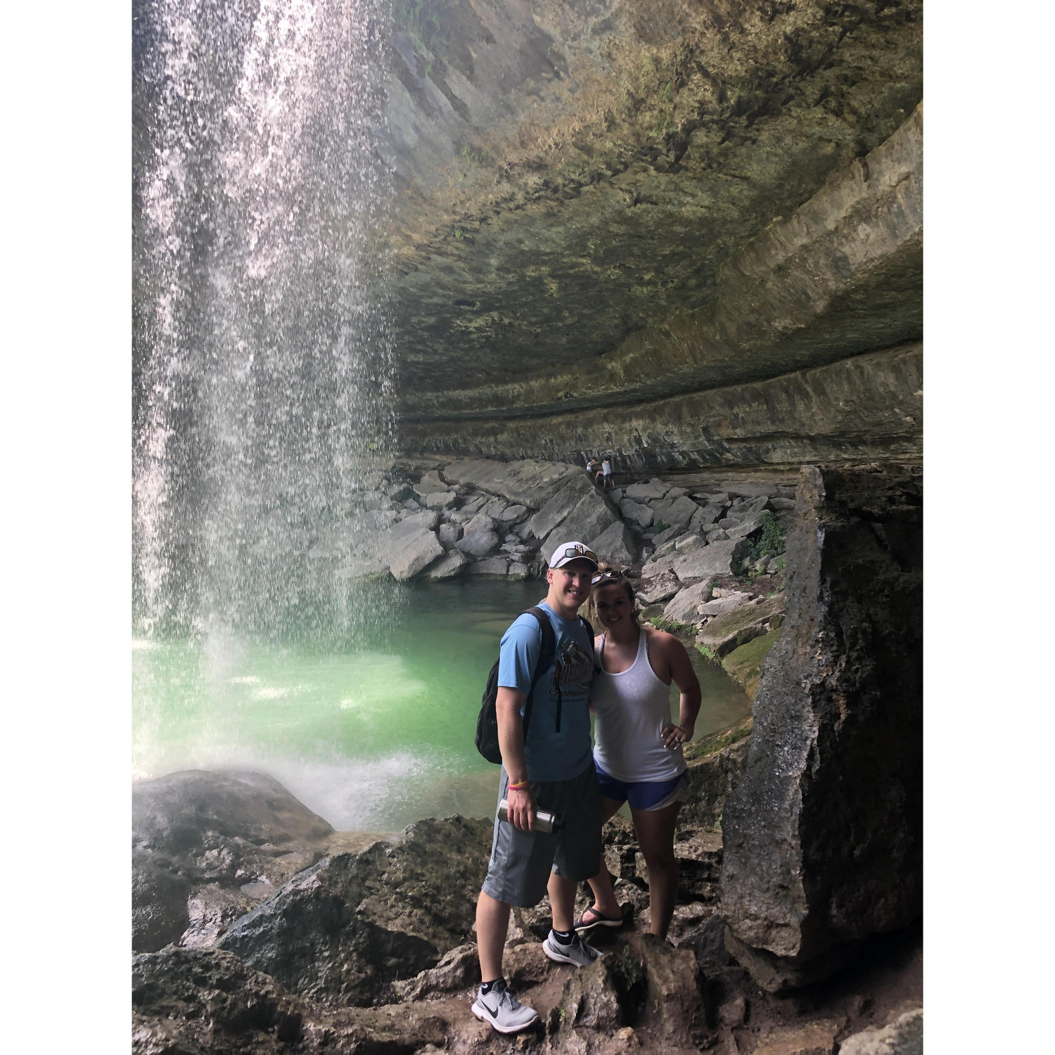 The day of our engagement at the beautiful Hamilton Pool in Austin, TX.