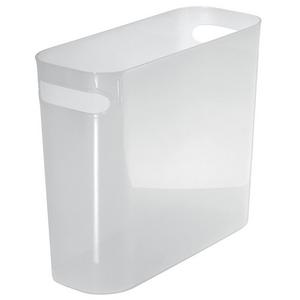 mDesign Slim Plastic Rectangular Trash Can Wastebasket, Garbage Container Bin with Carrying Handles for Bathrooms, Kitchens, Home Offices, Dorms, Kids Rooms - 10&quot; high, Shatter-Resistant - Frost