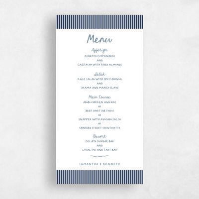 Midnight Blue Wedding Menu - Sole