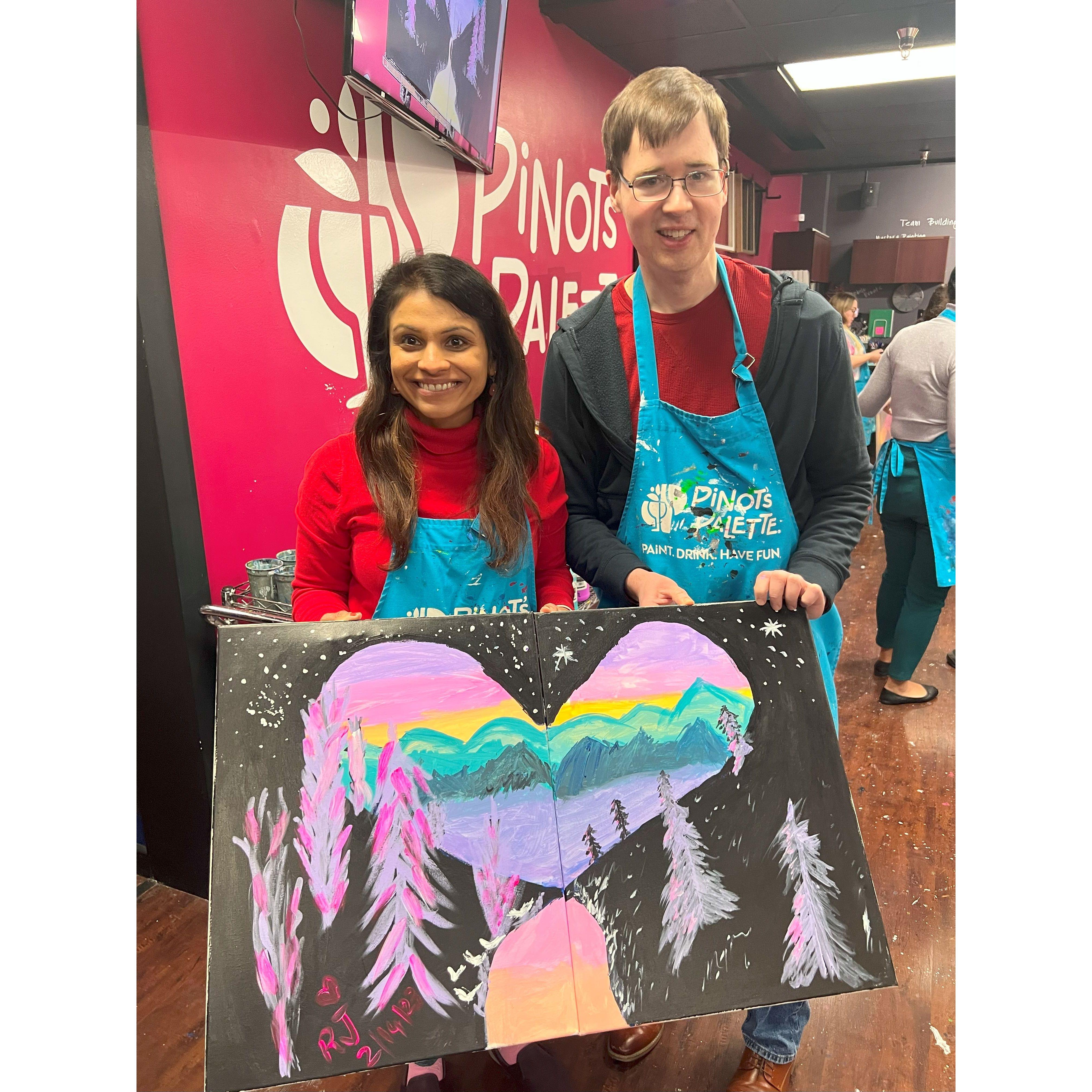 Sip, paint, love — our first Valentine’s masterpiece