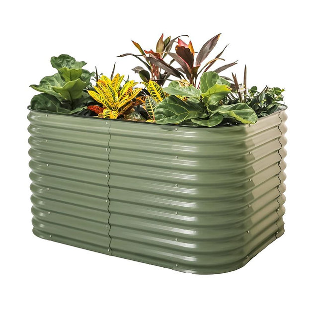 32" Extra Tall Raised Garden Bed Kits, 3.5 x 5 x 2.7ft Raised Planter Box Outdoor, 2 x 6.5 x 2.7ft Deep Root 6 in 1 Modular Metal Raised Beds for Gardening Vegetables Flowers Fruits - Olive Green