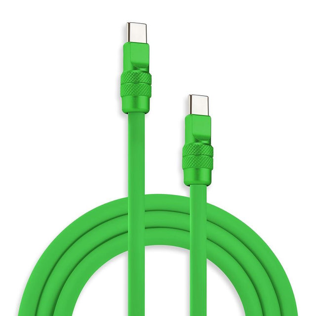 chubbycable Chubby 2.0 USB C 240W Fast Charging Cable Silicone Soft Durable USB C Cable Extra Thick Charger Cord Compatible with iPhone 17-15 Series iPad, Green+Green, Type-C to Type-C, 6.6FT