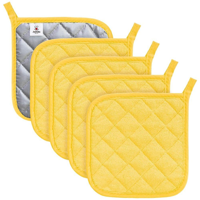 Joyhalo 5 Pack Pot Holders for Kitchen Heat Resistant Pot Holders Sets Oven Hot Pads Terry Cloth Pot Holders for Cooking Baking