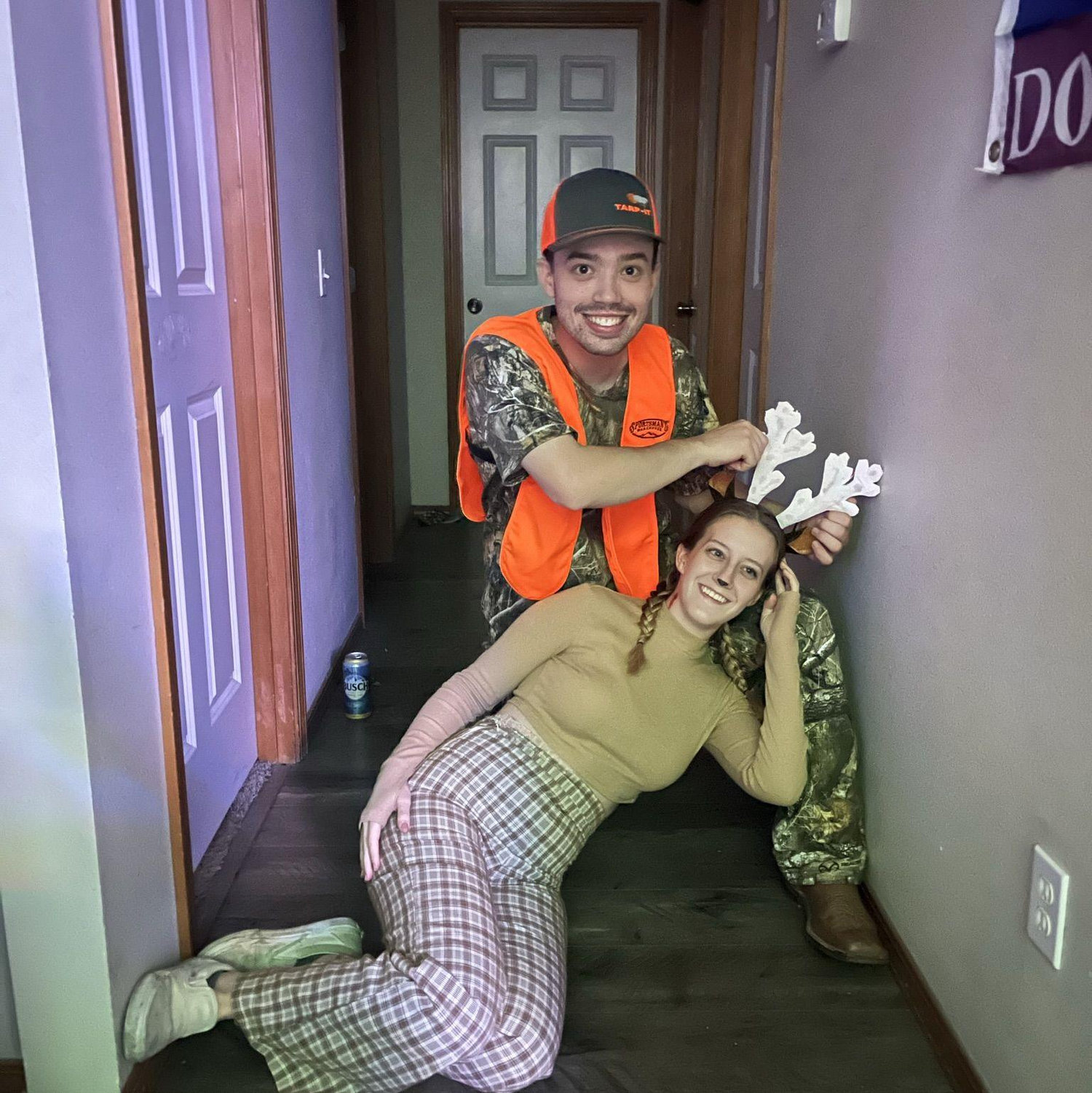 Shamus and I dressed up as a hunter and a deer for Halloween this year! We also dressed up as Leslie Knope & Ron Swanson, and a soldier & an MRE! (Oct 2022)