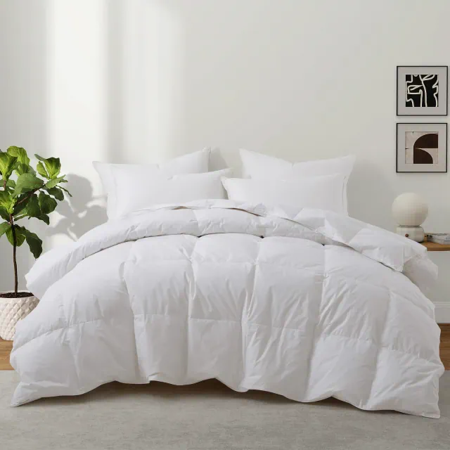 Peace Nest All Season 100% Cotton White Goose Feather Down Comforter Duvet Insert, Full/Queen