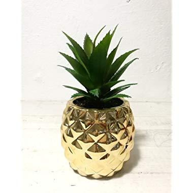 Pretty Home Artificial Potted Succulent 7.8" Pineapple (Gold)