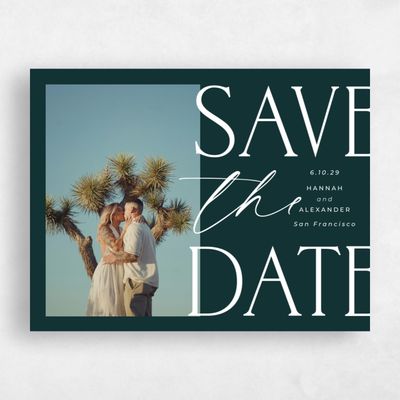 Dark Emerald, Green Wedding Save the Date - Josephine Photo