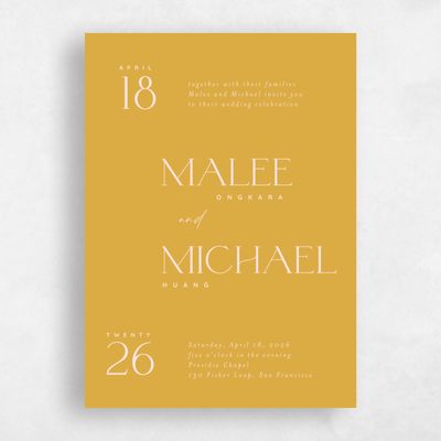 Mustard, Yellow Wedding Invitation - Buenos Portrait