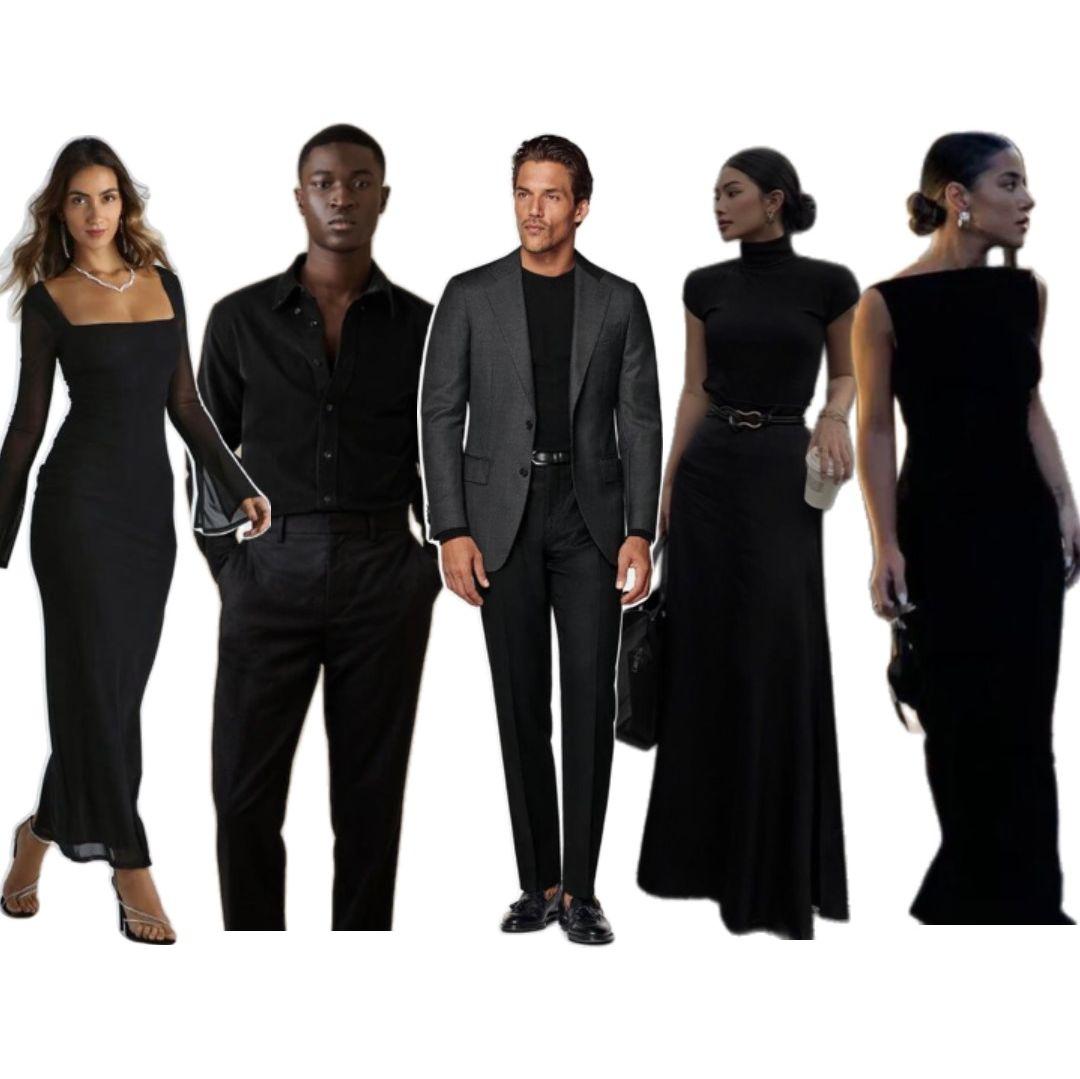 Dress code inspiration for male and female guests.