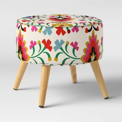 Aristida Round Cone Leg Ottoman Alejandra Print - Opalhouse&#8482;