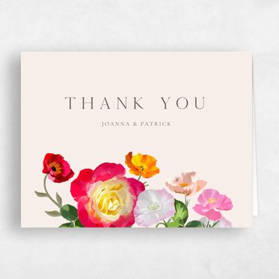 Beige Whimsical Wedding Thank You - Leora Landscape