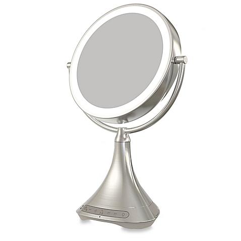 iHome® 1X/7X Portable Double-Sided 9-Inch Vanity Mirror with Bluetooth® Speaker