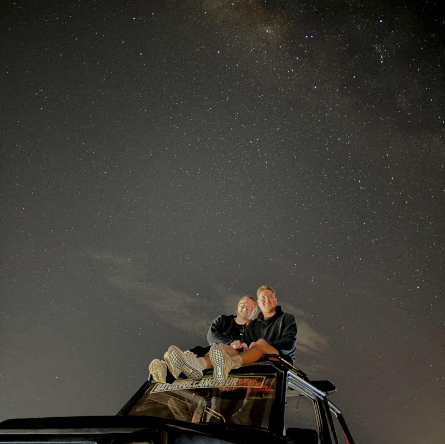 Stargazing at the top of a volcano before sunrise