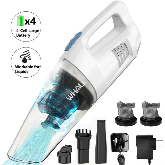 WHALL Handheld Vacuum Cleaner, 8500PA Suction, Wet Dry Vacuum Cleaner Cordless with LED Light, Portable Car Vacuum Cleaner for Home & Office
