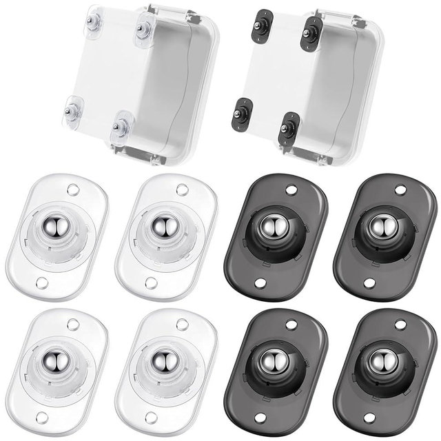 Honoson 8 Pcs Self Adhesive Caster Wheels Appliance Rollers Appliance Sliders for Kitchen 360° Swivel Universal Wheel Mini Small Kitchen (Clear Black White with 1 Steel Ball Style)