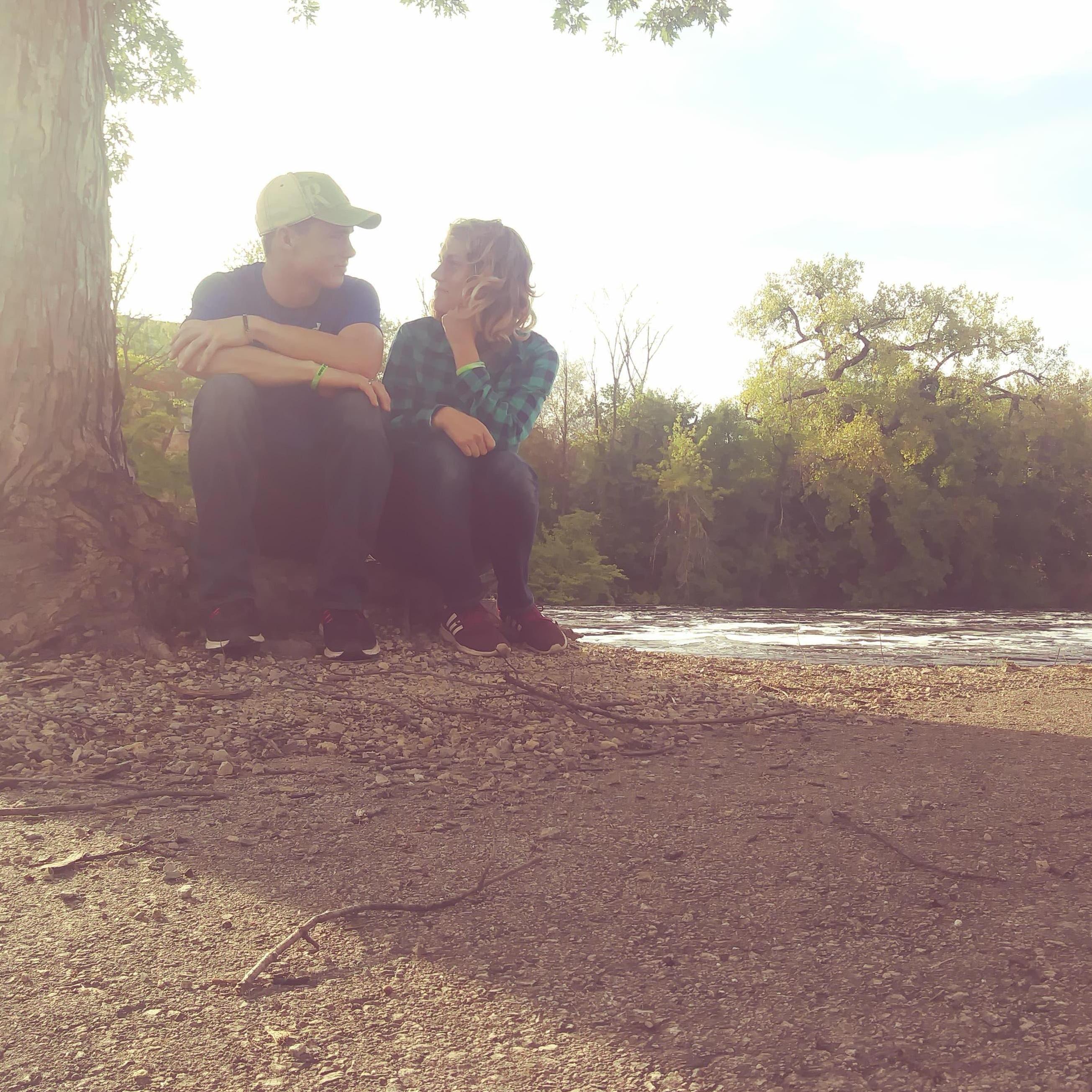 2018- Sitting by the river down in Watertown, WI. One of the weekends Isaac came down to visit while I was away at Maranatha.