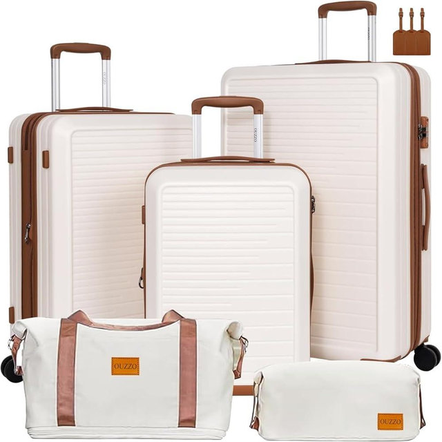 OUZZO Luggage Sets 3 Piece,Expandable Suitcase Sets with Double Spinner Wheels, Hardshell Lightweight PC Checked Luggage set, TSA Lock,for Family Trips, Business,Vacation