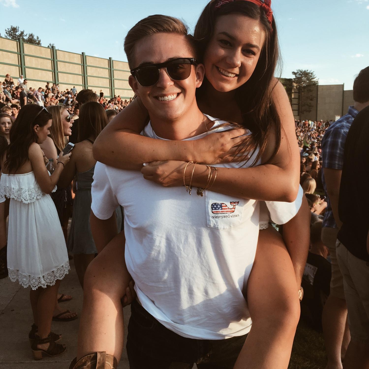 This picture is from the Summer before Emma went to school at CU in 2016! Emma was at a Darrius Rucker concert at Fiddlers Green with her best friends Morgan and Mackenzie (now 2 of our bridesmaids!) and Chase was here with his family!