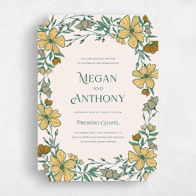 Green Ticket Wedding Invitation - Leighton Portrait