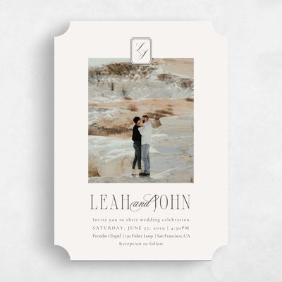 Beige Ticket Wedding Invitation - Dermot Portrait