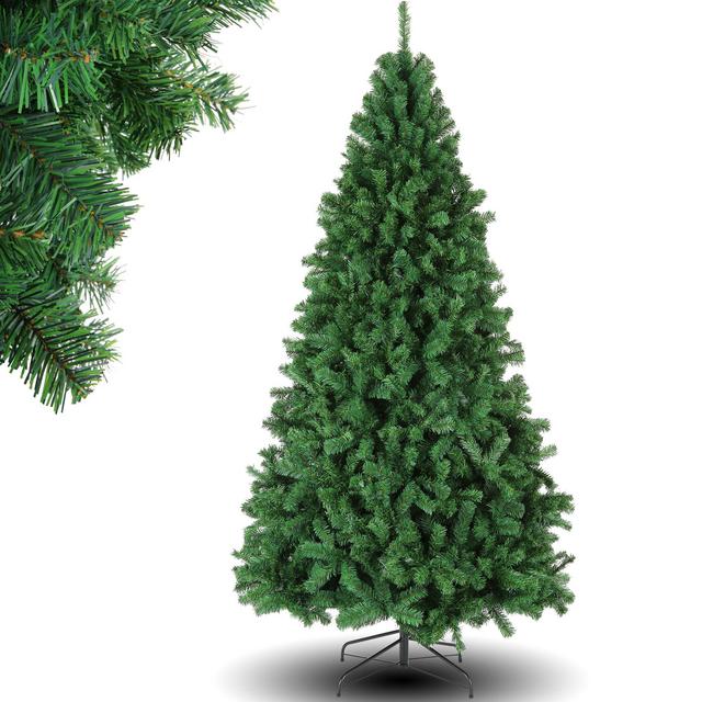 6ft Premium Hinged Artificial Christmas Tree Full Tree with 1477 PVC Branch Tips, Foldable Metal Stand, Green