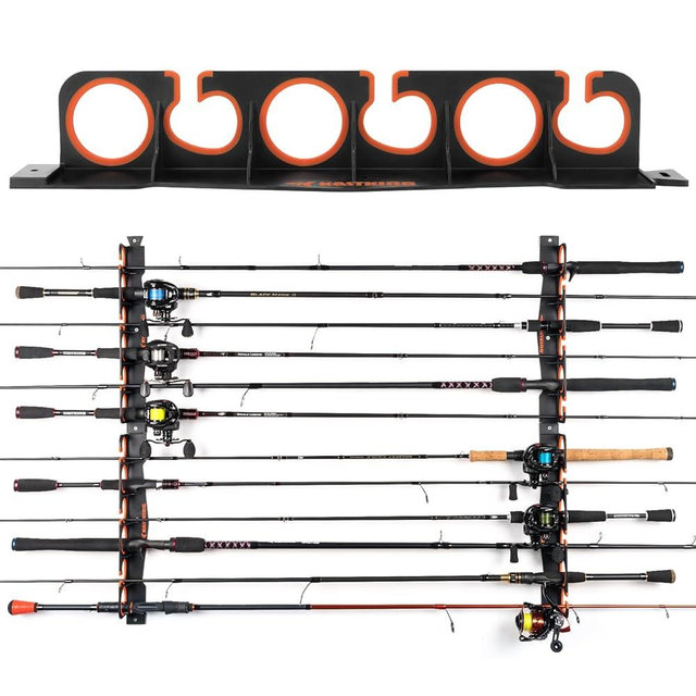 KastKing SafeGuard Fishing Rod Holder for Garage, Wall or Ceiling Mounted Fishing Rod Rack Storage Organizer, Fishing Pole Holder Holds 12 Rods or Combos in Less Than 36 Inches