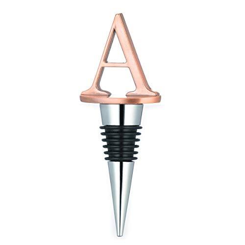 Wine Stoppers,Reusable Wine Preserver,Zinc Alloy and Food Grade Silicone Material,New DIY Letter-shaped Wine Bottle Stopper Funny Gift (Letters A)