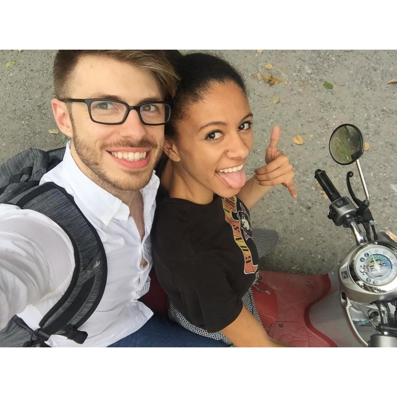 Riding motos in Thailand where Nate used to work