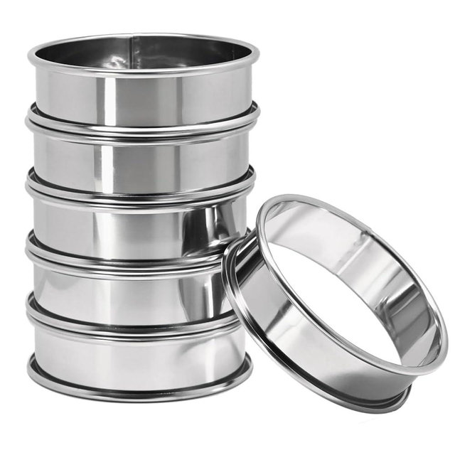 hoimetis Crumpet Rings 6Pcs, 3.15" English Muffin Rings, Stainless Steel Double Rolled Rings For Frying Eggs, Metal Baking Ring Molds For All Kinds of Breakfast