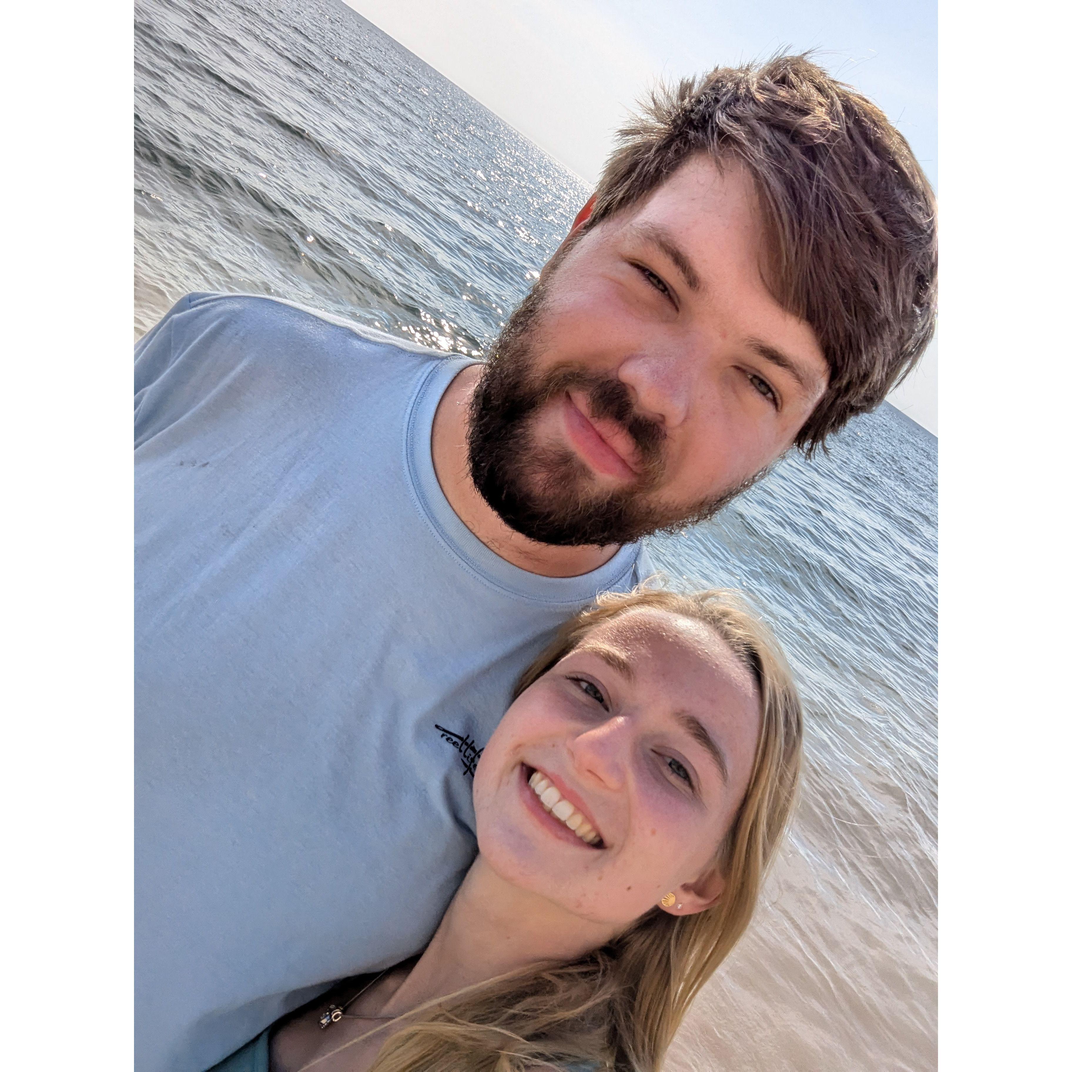 Took this selfie right after we got engaged at Peter Pan Land on Gizzy Beach ;)