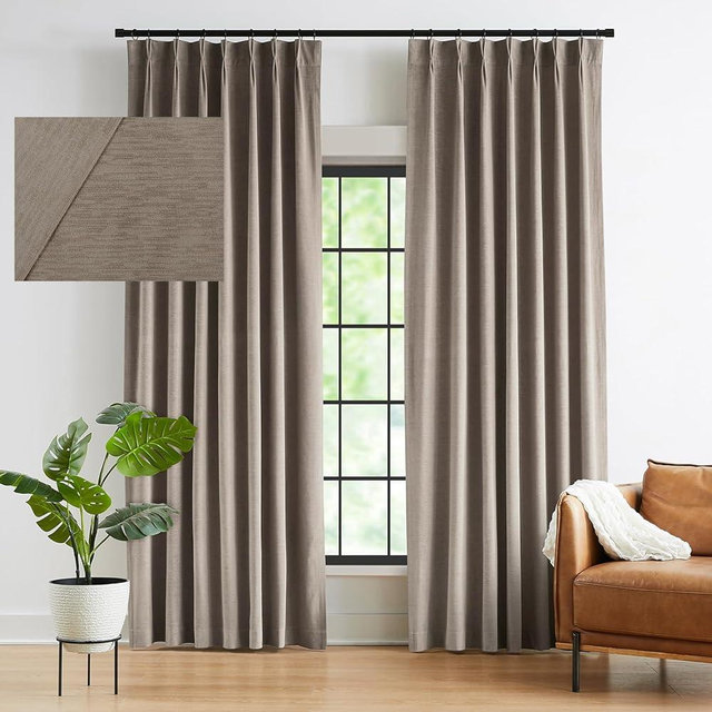 Kayne Studio Back Tab Velvet Pinch Pleated Curtains 84 Inch Long,Room Darkening Thermal Insulated Noise Reducing Window Treatments Drapes for Living Room, Mocha Tan,22 Hooks,2 Panels,38" x 84"