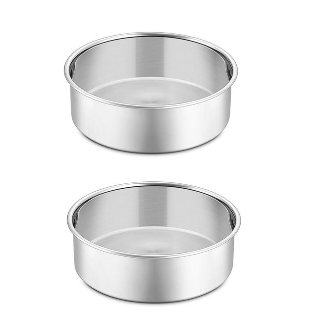 P&P CHEF 5 Inch Cake Pan Set of 2, Stainless Steel Round Baking Layer Cake Pans, Non Toxic & Healthy, Leak-proof & Easy Clean, Mirror Finish & Easy Releasing, Oven & Dishwasher Safe