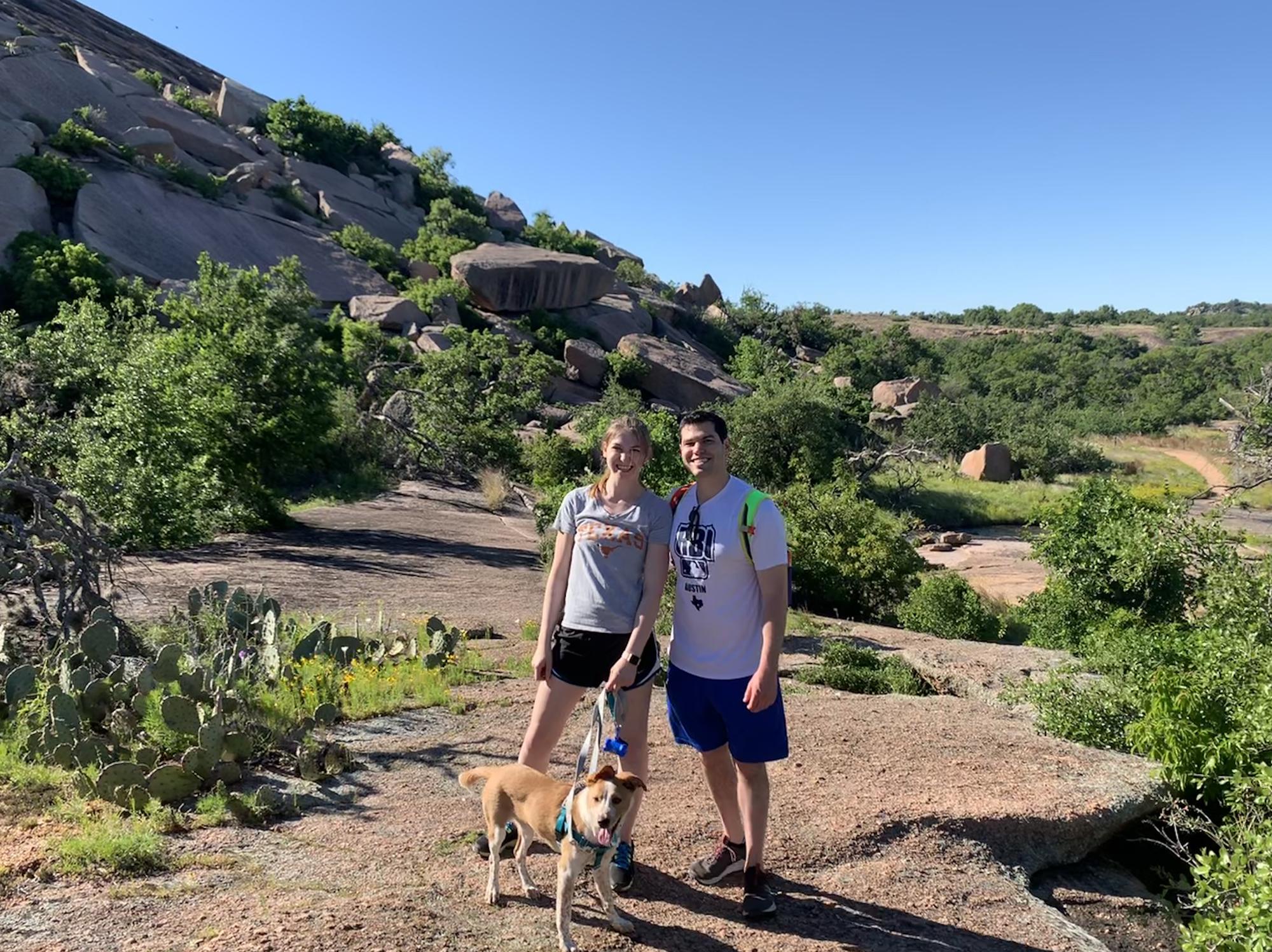 April, 2019. Hiking Enchanted Rock with Lou.