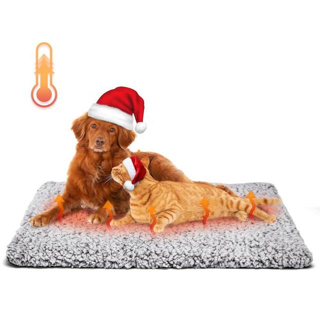 Nobleza Self Heating Pet Pad, Super Soft Thermal Dog Crate Bed Mat for Sleeping, Washable Anti-Slip Self Warming Cat Kennel Pad for Small Medium Large Cats Dogs Indoor Outdoor (LightGray, L)