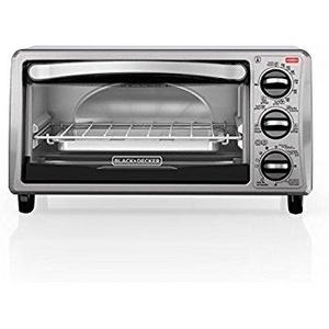 BLACK+DECKER TO1313SBD 4-Slice Toaster Oven, Includes Bake Pan, Broil Rack & Toasting Rack, Black