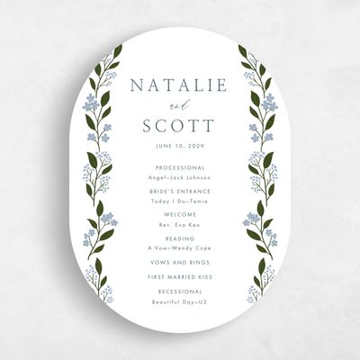 White Oval Wedding Program - Ortensia