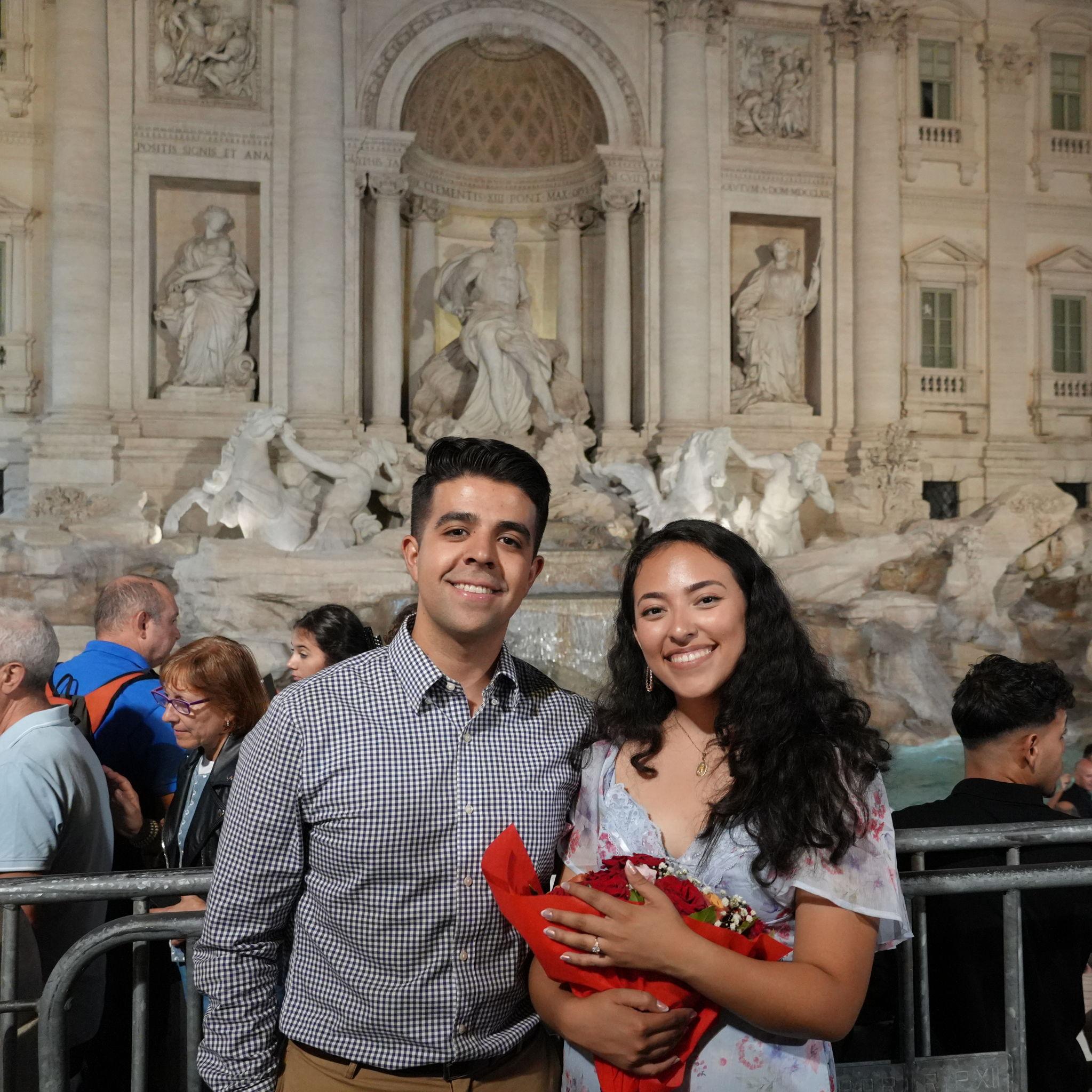 Just after he proposed, we went to visit the Trevi Fountain (very packed even at 11pm)