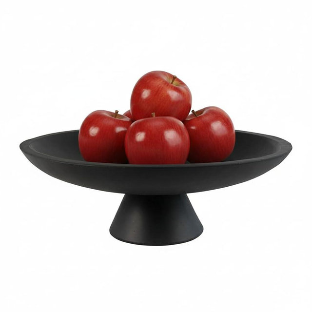 Plukers Large Modern Decorative Bowl for Home Decor Fruit Organic Catch All Key Kitchen Entryway Shelf Coffee Table With Pedestal,Black