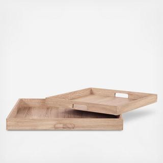 Square Wooden Tray 2-Piece Set