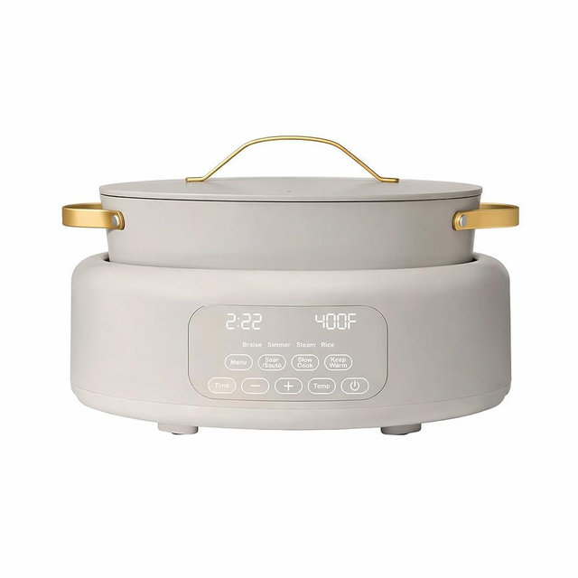 6 Quart Electric Multi Cooker 10 in 1 with Programmable Touch Display, Slow Cook Sear Steam (Porcini Taupe)