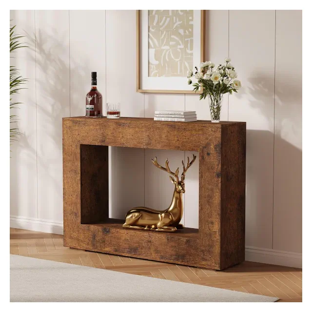 47 in Farmhouse Console Table,Entryway Console Table with Storage, Industrial Hallway Accent Table for Living Room, Entrance，Fire Color