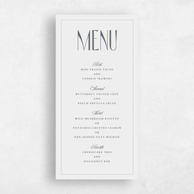 Charcoal, Grey Wedding Menu - Trogir