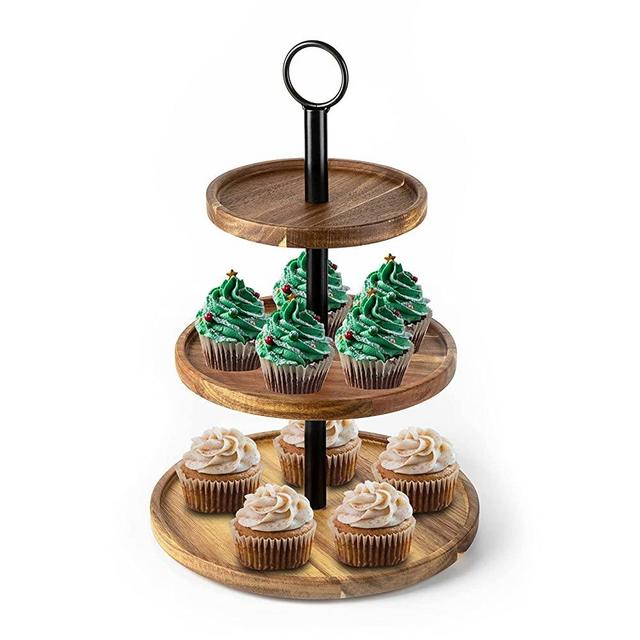 WILDMOS 3 Tier Wooden Cupcake Stand,Farmhouse Tiered Tray ,Dessert Stands for Wedding Cake Stand and Party Decorations,3 Tier Tray for Farmhouse Kitchen Decor.
