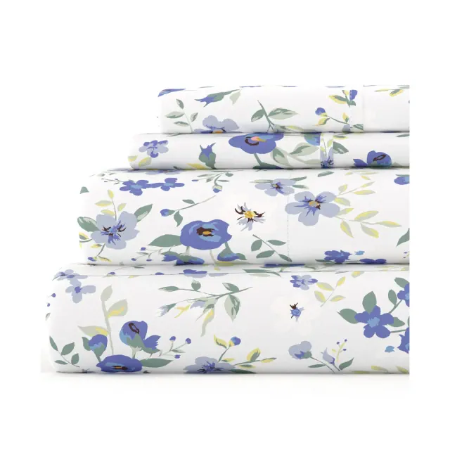 Floral & Paisley Patterns 4PC Sheet Set - Extra Soft - Becky Cameron, Blossoms Light Blue, Full