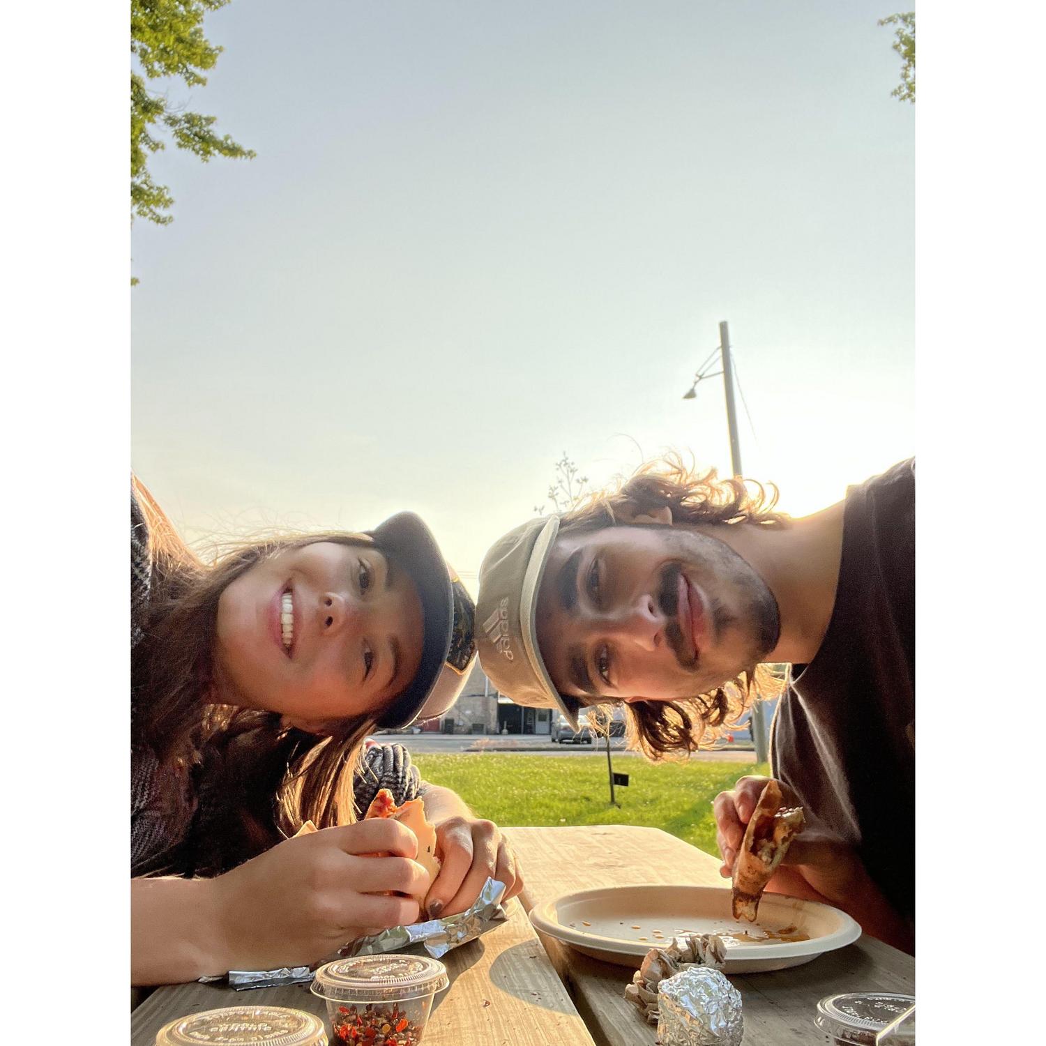 One of our favorite date spots. Pizza and a park