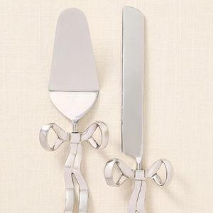 Benedita Stainless Steel Bow Cake Serve Set in Silver