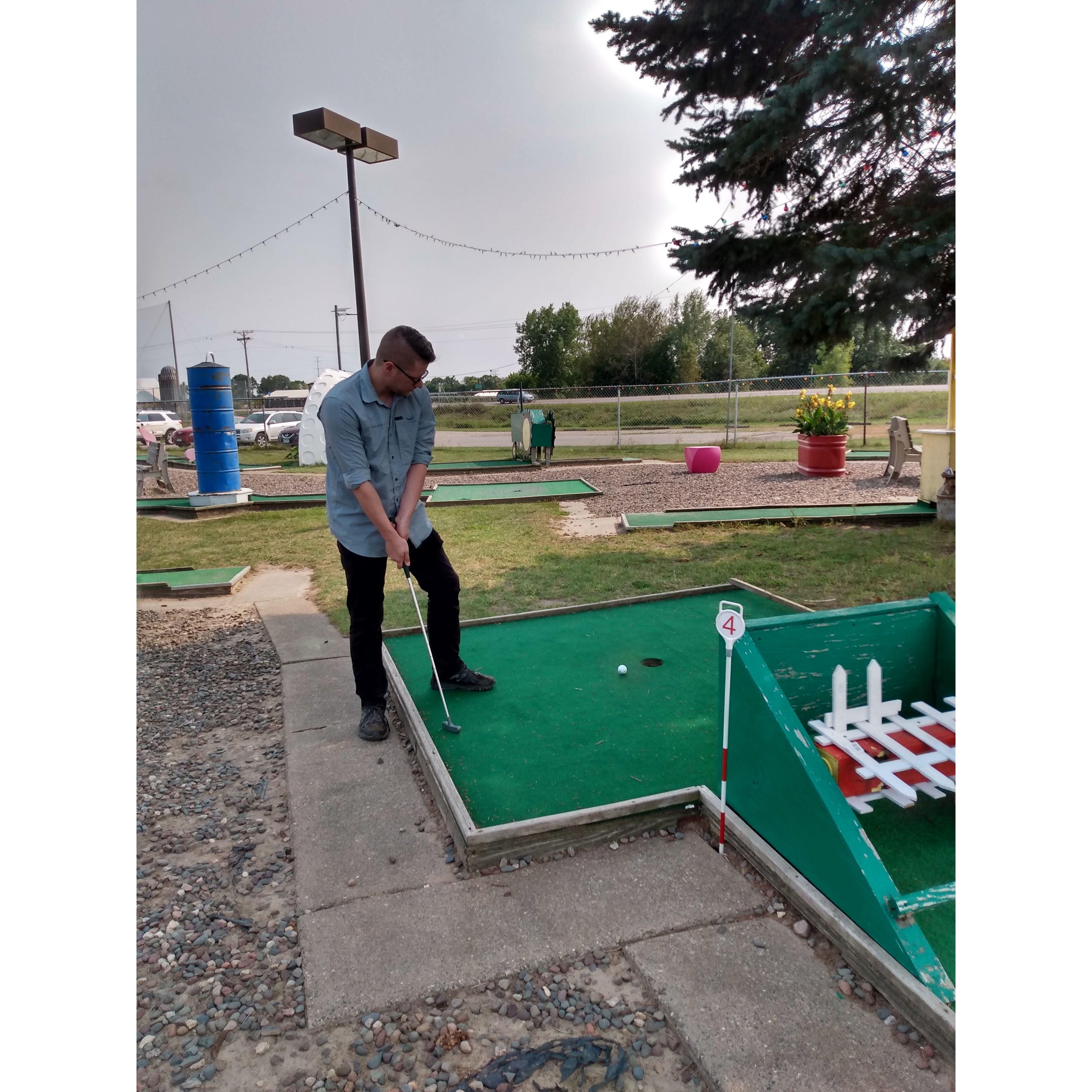 Mini golf after we got engaged
